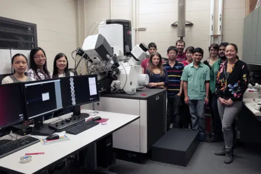 Students in the Materials Science Center with the plasma focused ion beam microscope