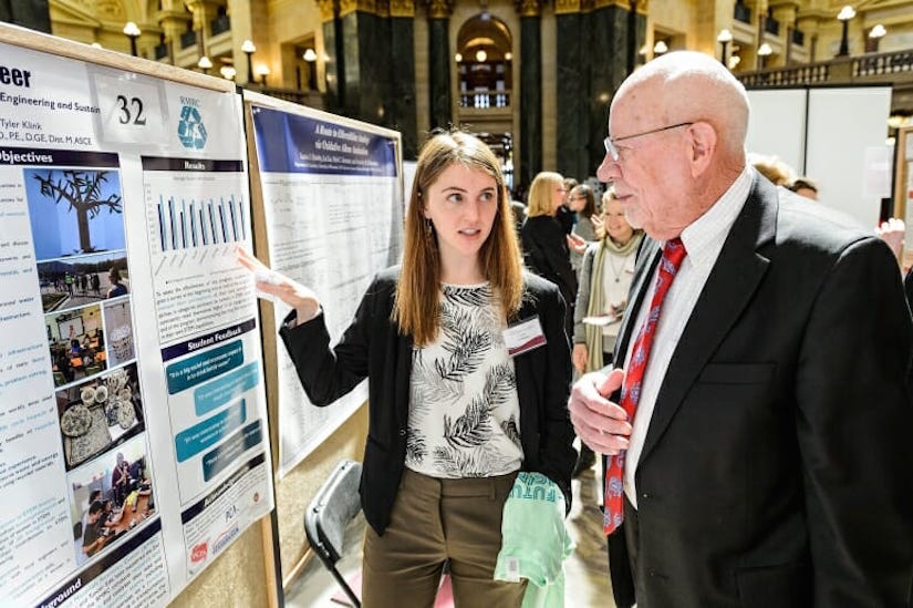 Photo of Morgan Sanger at the Research in the Rotunda event
