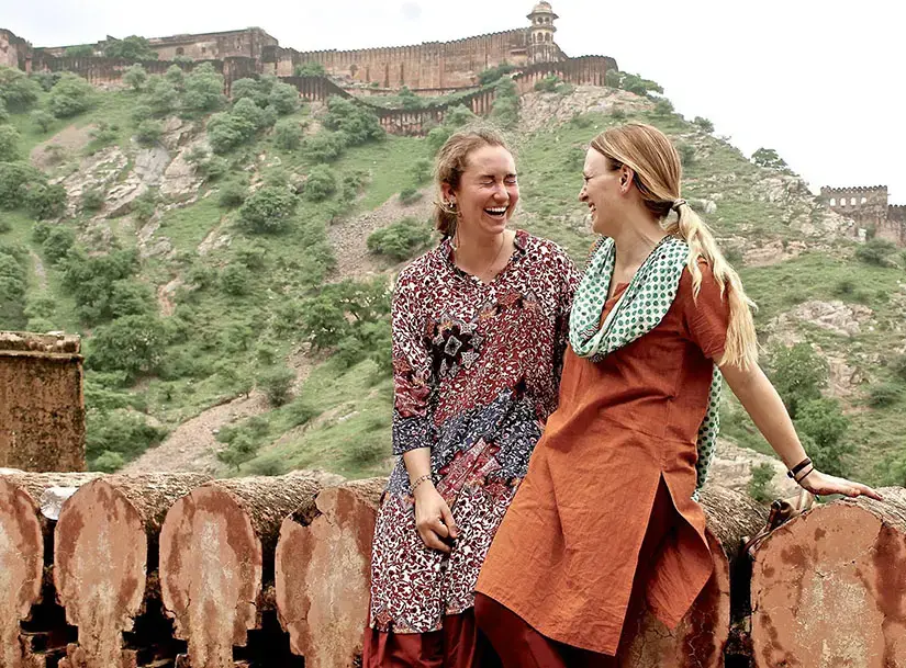 Kayla Huemer and Hannah Lider in India