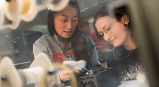Photo of students in Morgridge Fab Lab