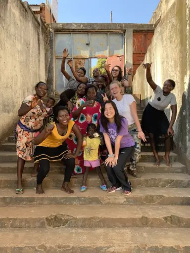 Julia Bennett with women in Uganda
