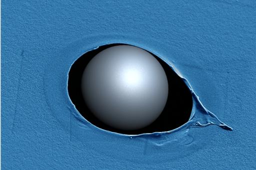 sample penetrated by supersonic micro-projectile