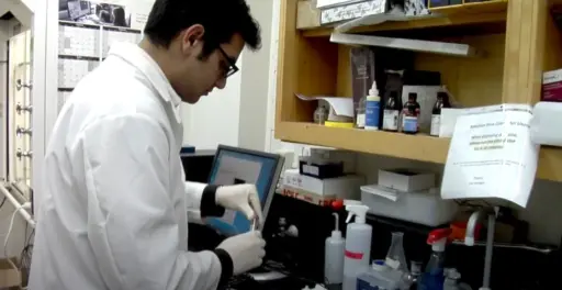 Rahim Ansari working in lab