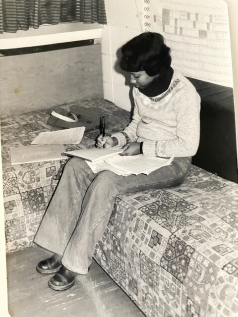 Marion Gilbert Wells studying in the late 1970s