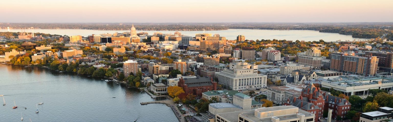 Aerial view of Madison Isthmus