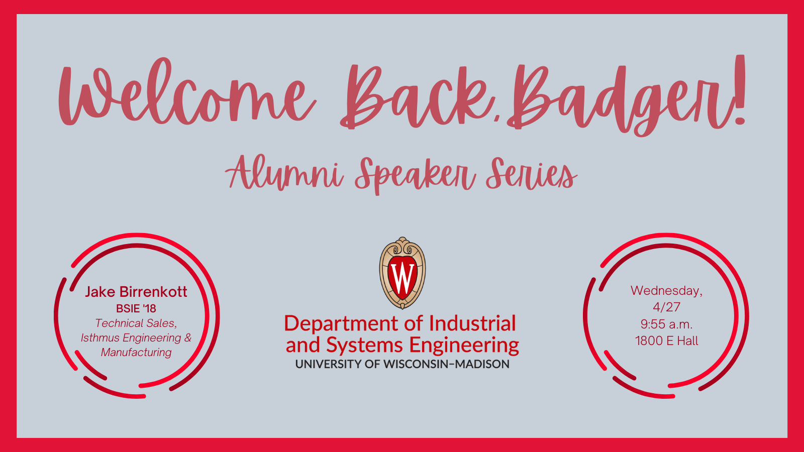 Welcome Back Badgers - Alumni Speaker series