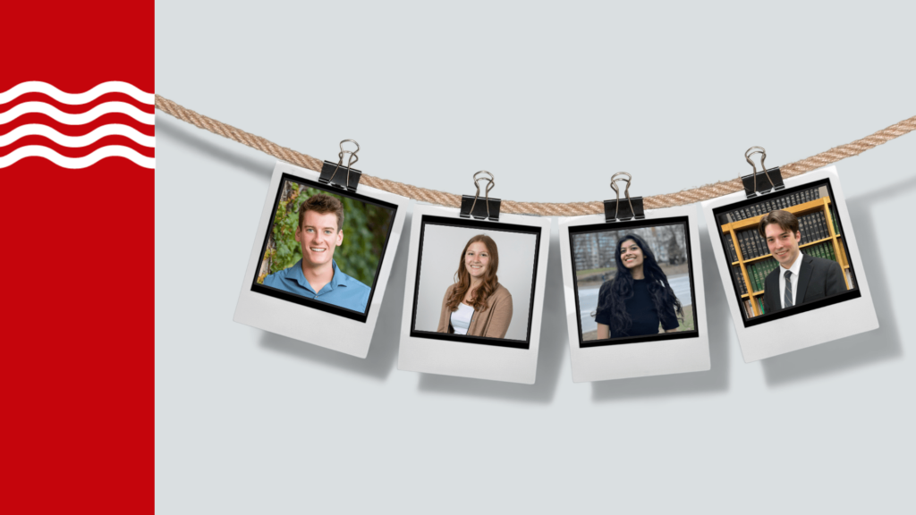 UW branded graphic that shows four Polaroid photos on a rope with ECE students in the photos.