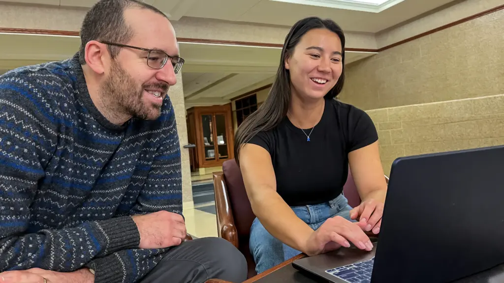 Assistant Professor Justin Boutilier and undergraduate student Katherine Breen