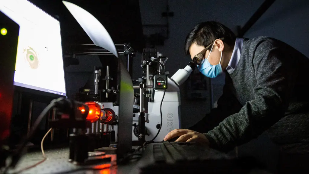 Jizhe Cai working in the lab