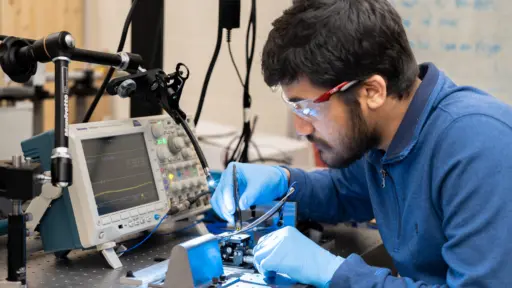 PhD student Abhishek Gupta working in the lab