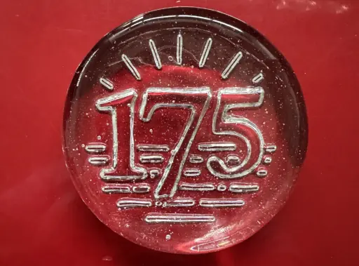 175th anniversary glass paperweight