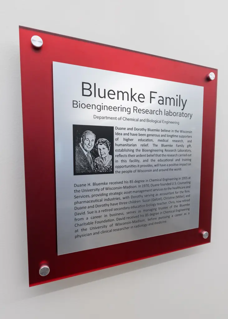 Bluemke Family Biolab sign
