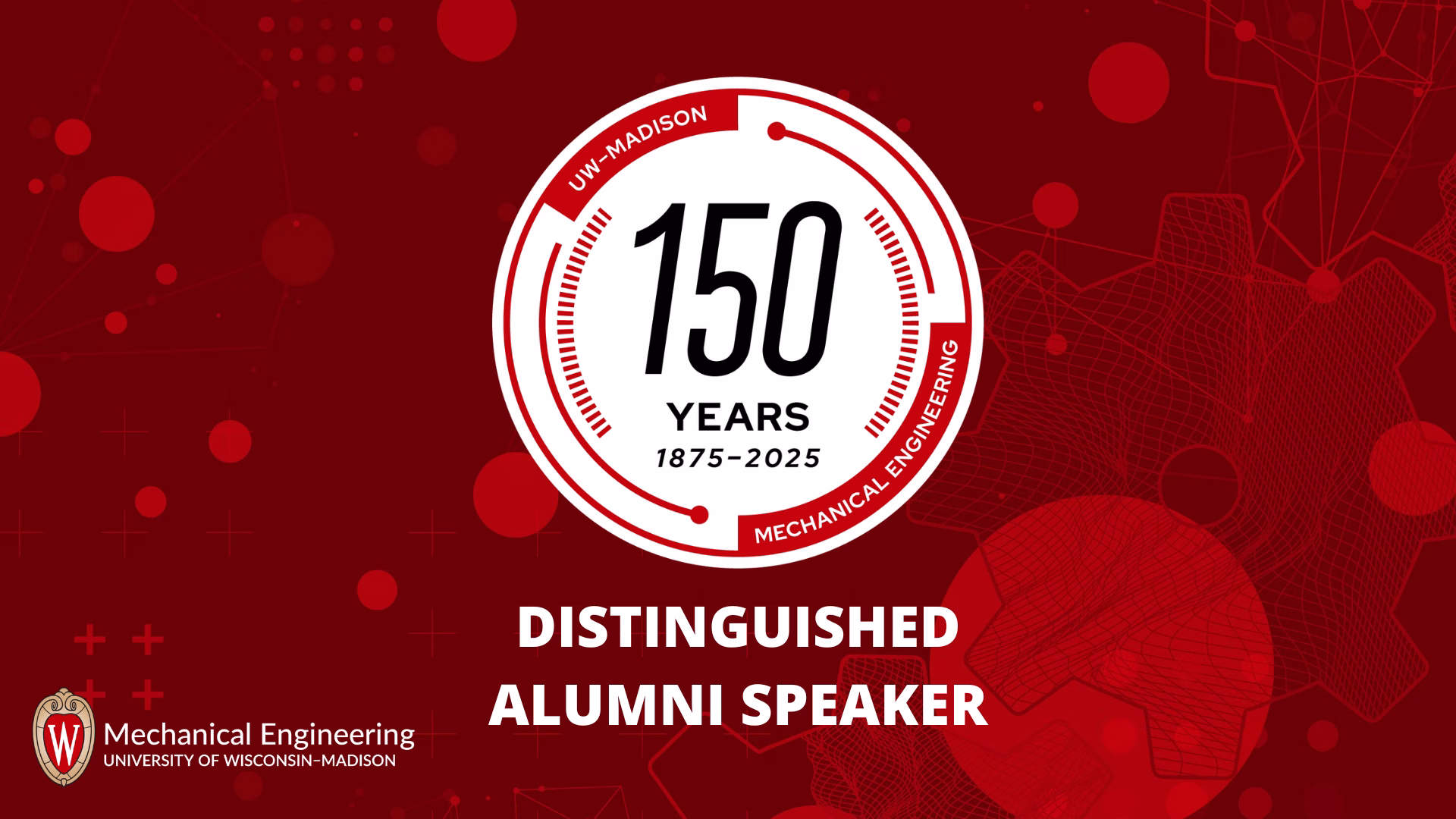 150th celebration logo with featured words Distinguished Alumni Speaker