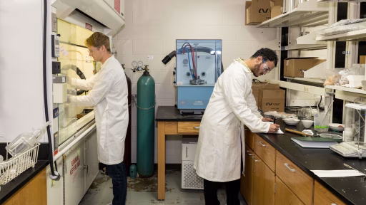 PhD students Charles Granger and Kevin L. Sánchez-Rivera