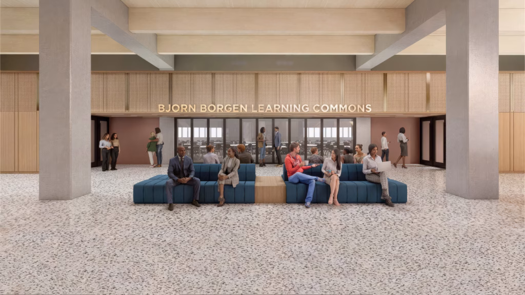 Rendering of the Bjorn Borgen learning commons in the new Phillip A. Levy Engineering Center