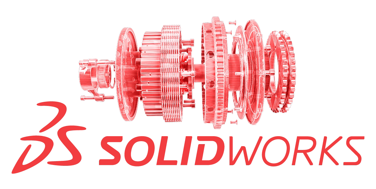 Solidworks logo with a design image above it