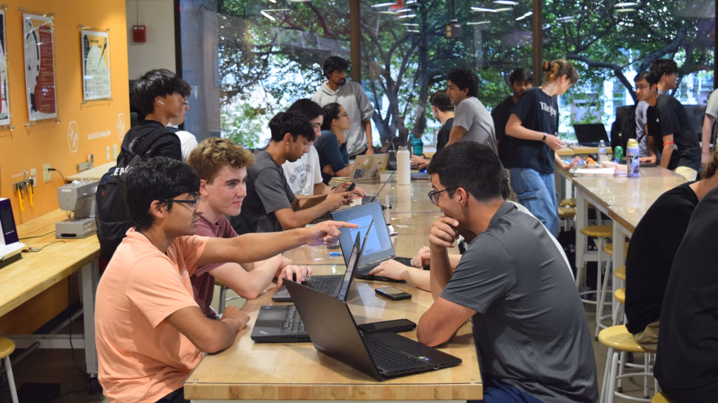 Students work during the 2025 Hackathon/Makerthon