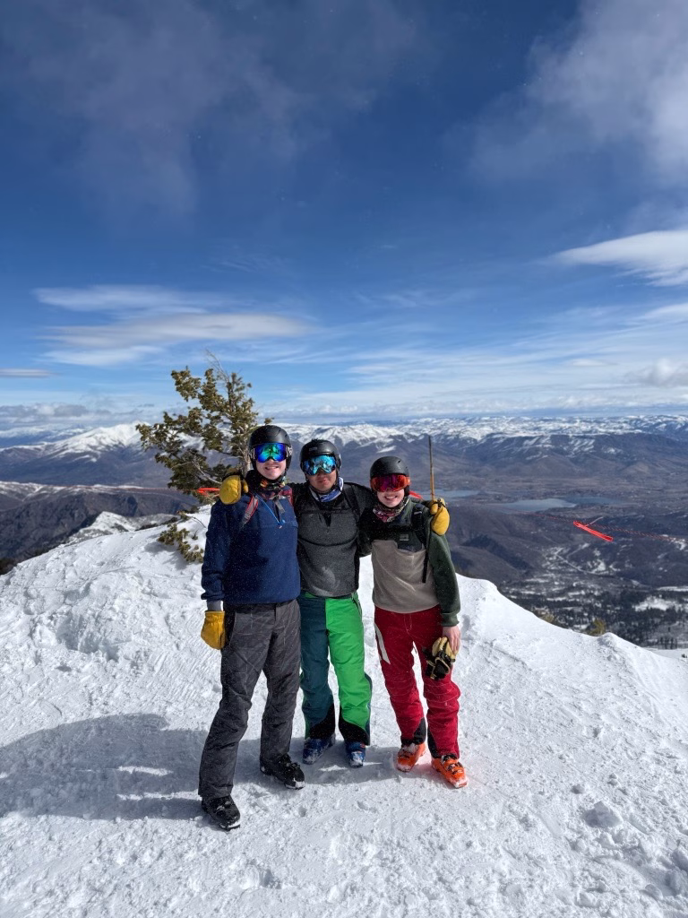 Austin MacIntyre skiing in Utah with his roommates.
