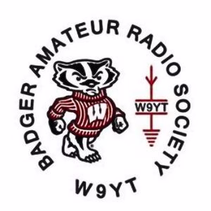 Badger logo with circle of text, Badger Amateur Radio Society W9YT