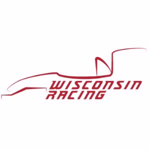 Wisconsin Racing with outline of race car in red