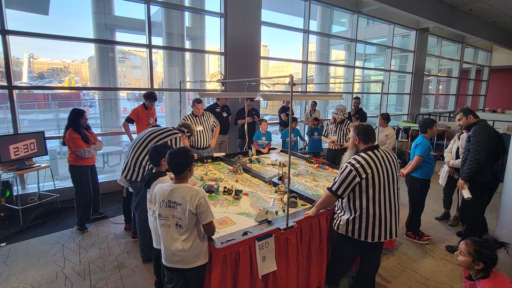Students participate in a Wisconsin FIRST LEGO League (FLL) regional tournament