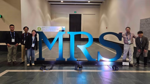 Yeonghoon Jin, Tanuj Kumar, Minjeong Kim, Mikhail Kats, and Chenghao Wan by MRS sign