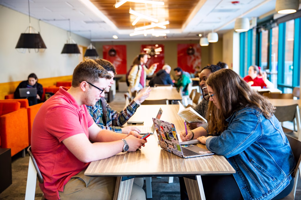College students studying at a table
