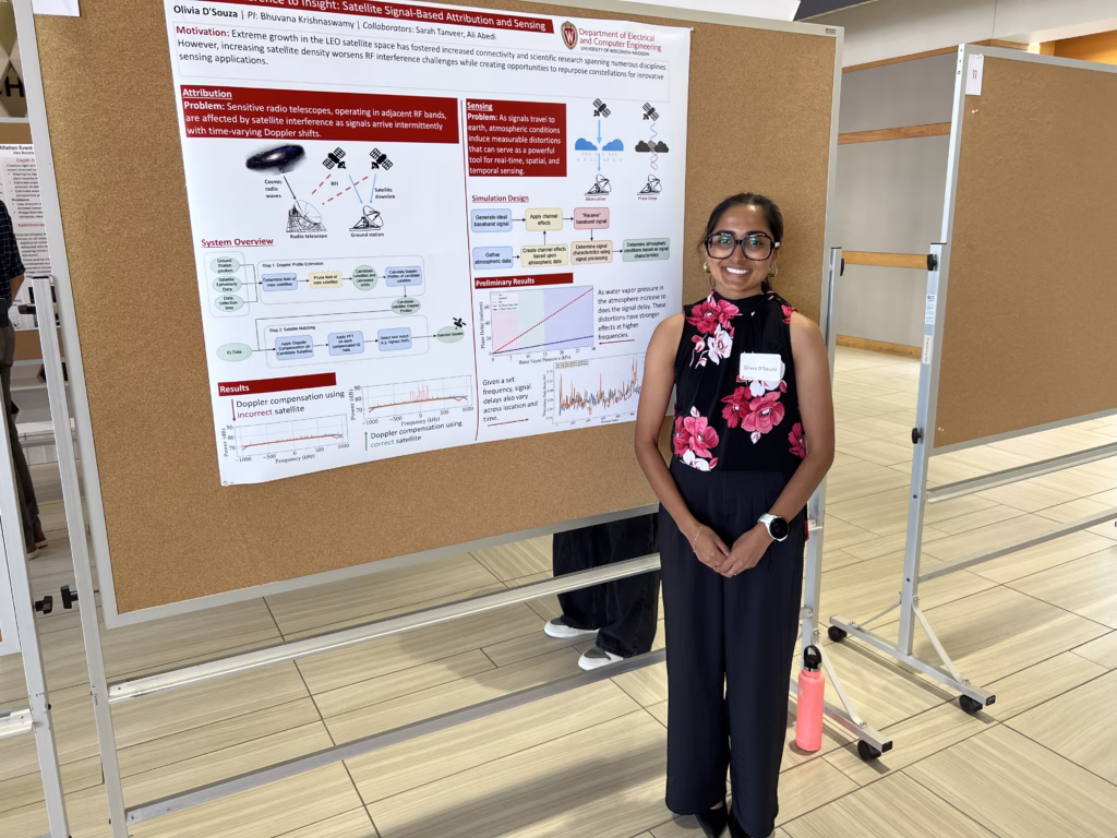 Student standing by research poster