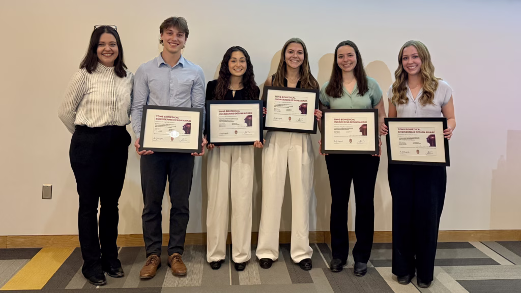 Tong Biomedical Design Award Senior winning team: Pulmonary artery flow restrictors for transcatheter placement in neonates with congenital heart disease

