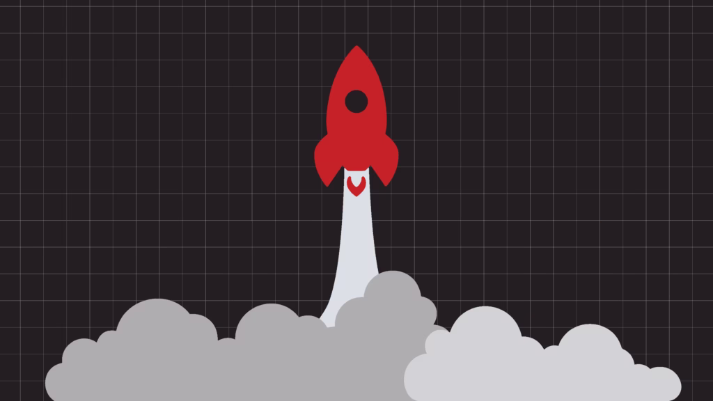 Rocket taking off representing Moon the new College of Engineering Moonshots initiative