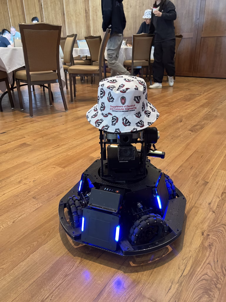 Robot wearing bucket hat