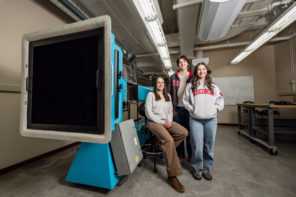 Associate Professor Jennifer Franck and undergraduate students Sam Snyder and Isabella Belgiorno