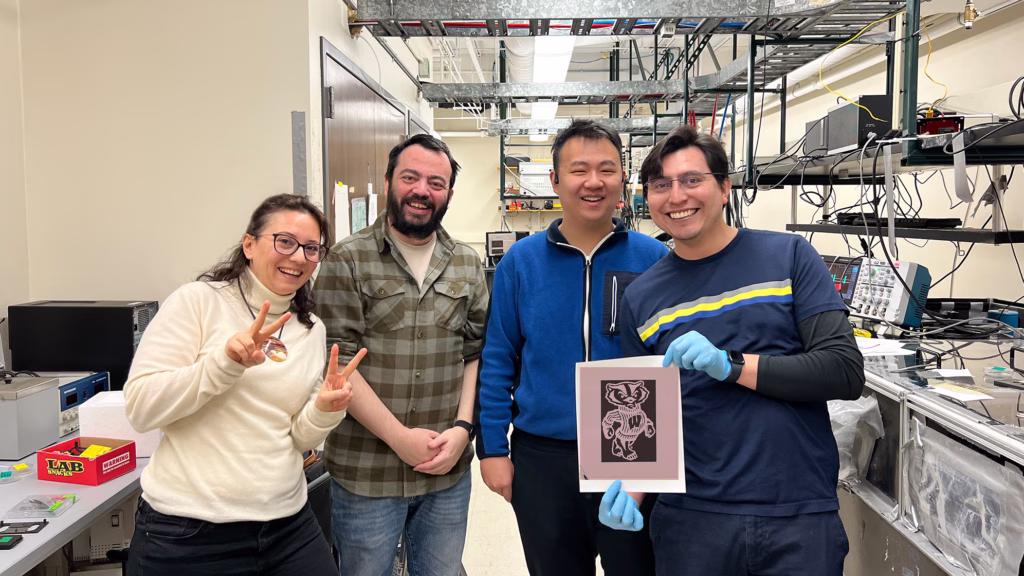 Assistant Professor Filiz Yesilkoy, visiting faculty member Furkan Kuruoglu, PhD student Yihong Chen and postdoctoral research Samir Rosas