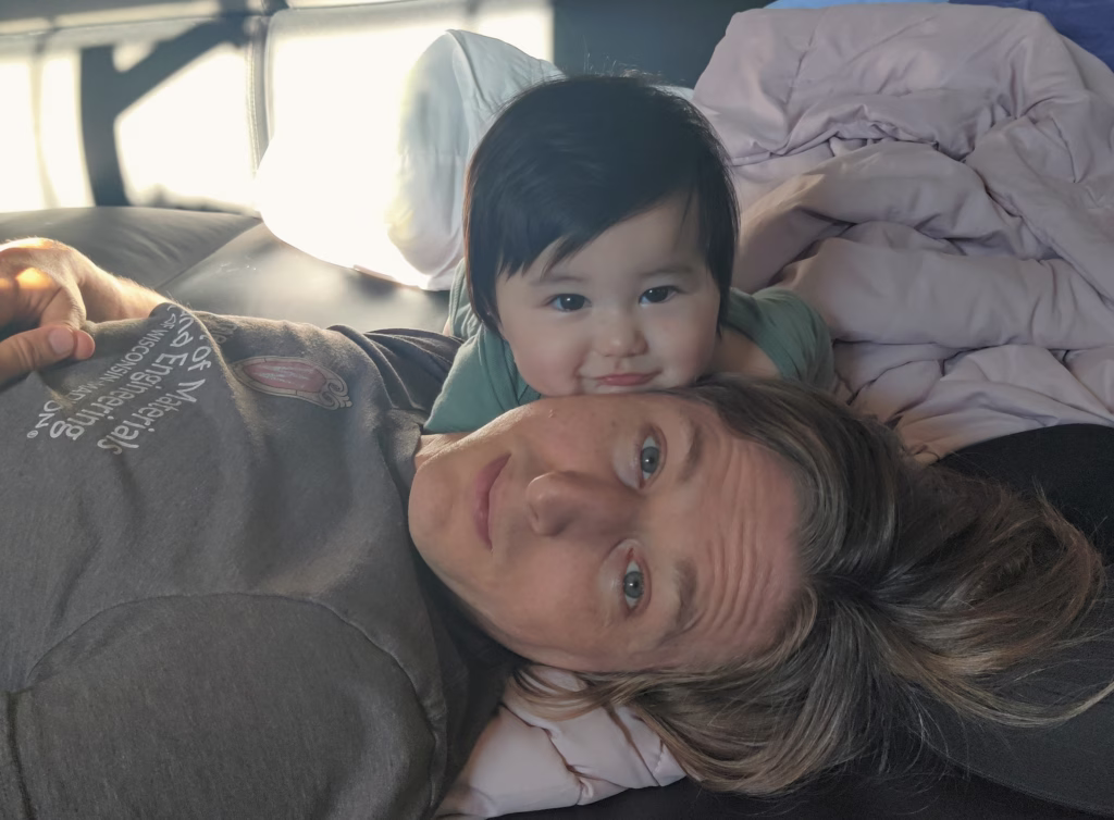 Daniel Rhodes poses with his daughter, Evelyn. 