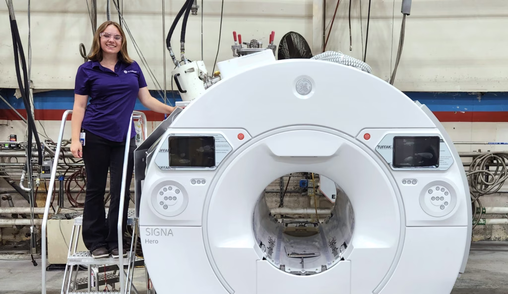 Teagan Strecker at her internship with GE Healthcare