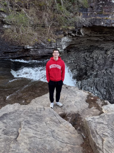 Undergraduate engineering physics student Jay Dregney poses for a picture while hiking at Ozone Falls in Tennessee during the summer of his internship at Oak Ridge National Laboratory.